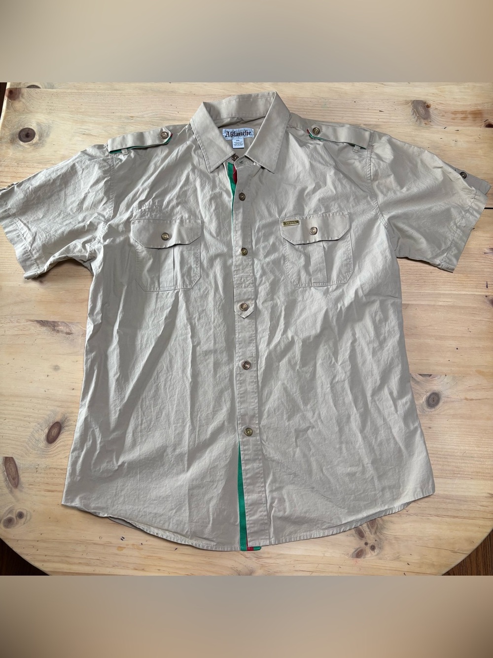 Casual Short-Sleeve Button-Down Shirt in Beige